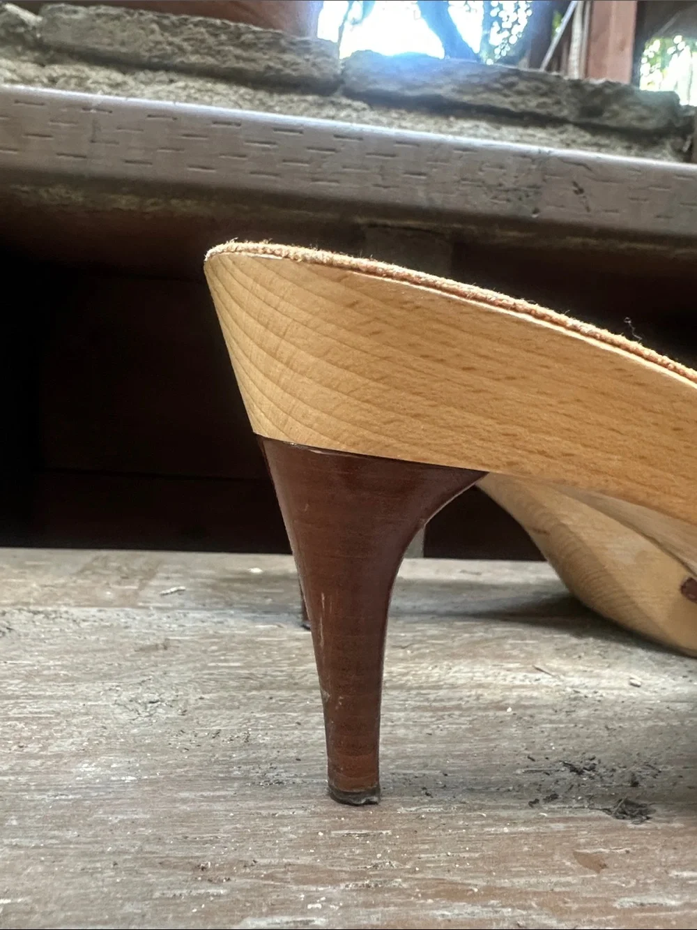Louis Vuitton Brown Leather and Wooden High Heel Sandals